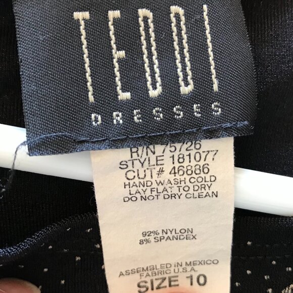 Teddi Dresses Floral Midi Dress: Vintage Black Tan Flowery Shift, Size 10 - Picture 4 of 9